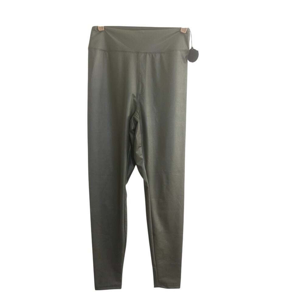 NWT Offline By Aerie Real Luxe Olive Green Vegan Leather Legging Large $59 #6192
